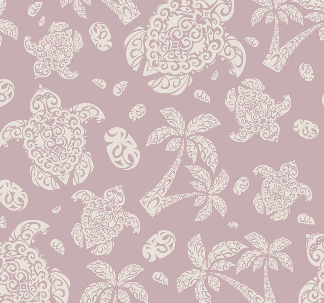 Bedroom carpet with hawaiian turtle and palm pattern - TenStickers