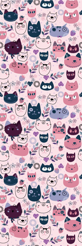 Bedroom carpet with pink cat fashion pattern - TenStickers