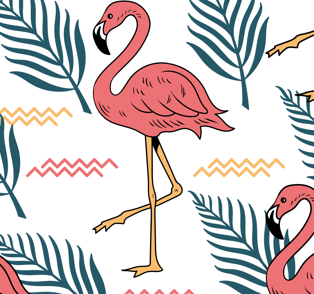 Tropical leaves with flamingos bedroom carpet - TenStickers