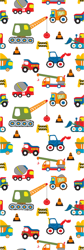 Bedroom carpet with cute diggers at work - TenStickers