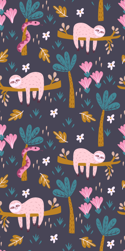 Sloth and leaves bedroom carpet - TenStickers