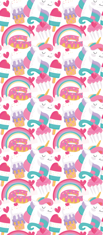 Unicorns with a rainbow bedroom carpet - TenStickers