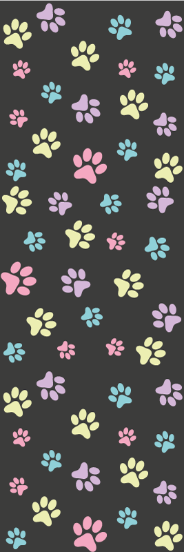 Bedroom carpet with vibrant dog paw prints - TenStickers