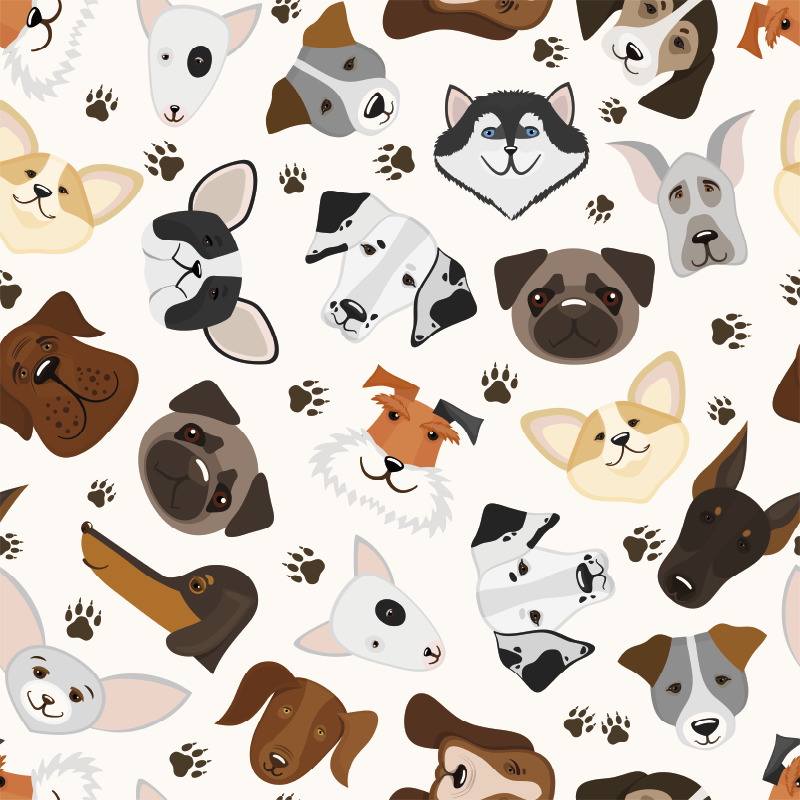 Cute mix puppy and dog pattern bedroom carpet - TenStickers