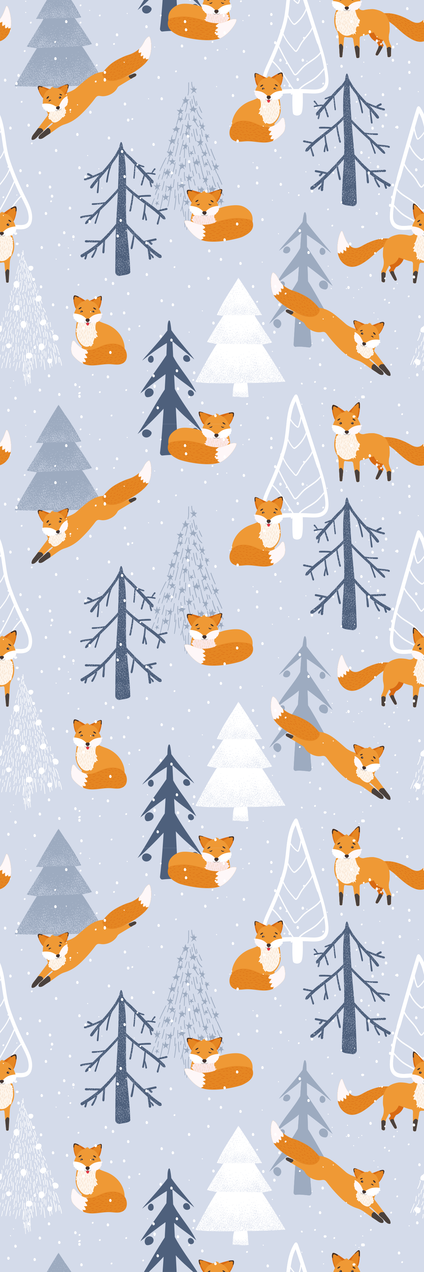 Bedroom carpet with cute fox winter forest design - TenStickers