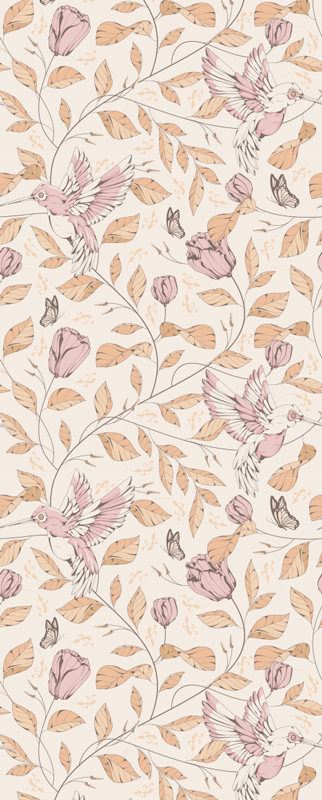 Bedroom carpet with beige tulip pattern - TenStickers