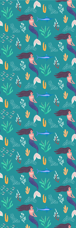 Bedroom carpet with mermaids and swordfish design - TenStickers