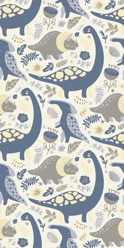 Bedroom carpet featuring blue dinosaurs in nordic style - TenStickers
