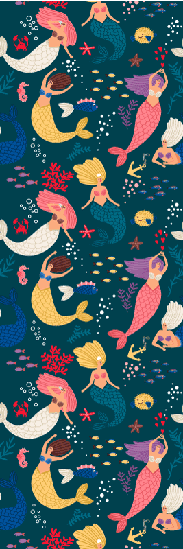 Bedroom carpet in dark blue mermaid pattern - TenStickers