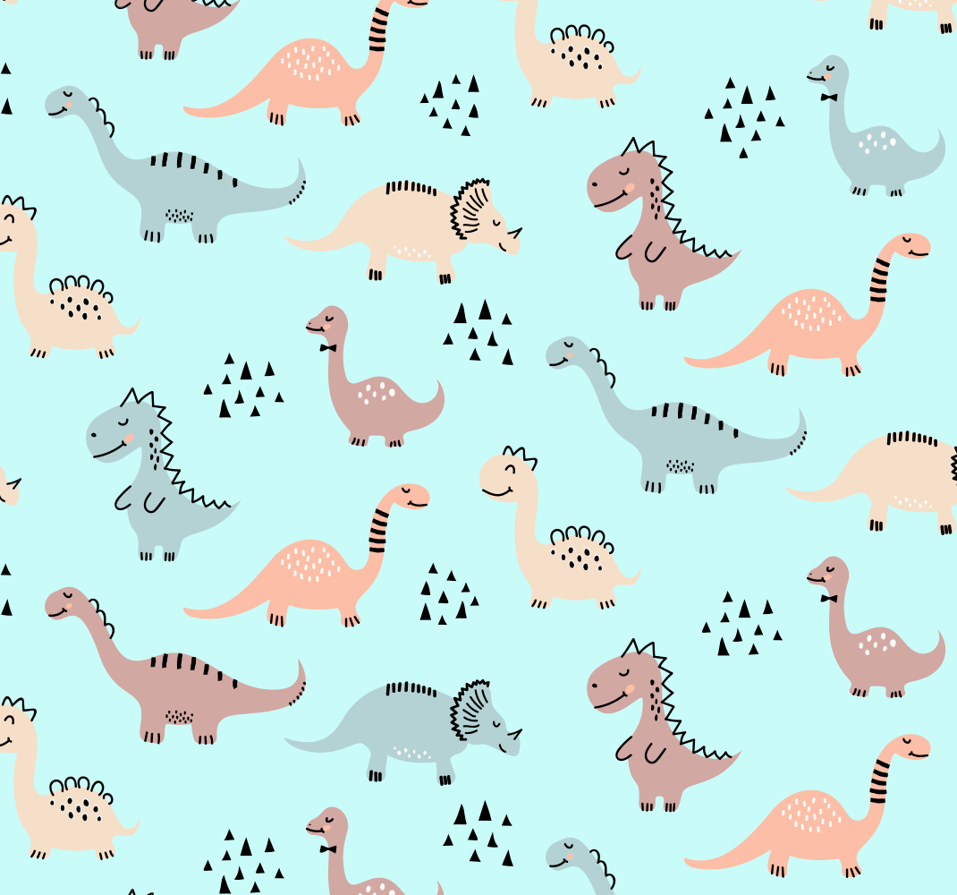 Bedroom carpet with blue background and colorful dinosaurs - TenStickers