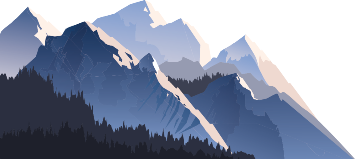 Nature rug in grey forest, mountains, and sun - TenStickers
