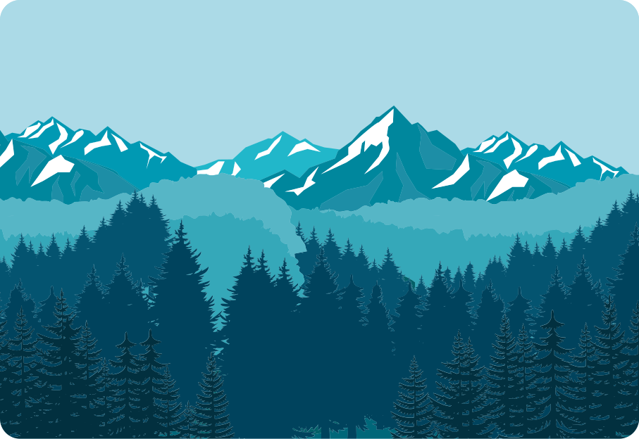 Nature rug in vibrant blue and green landscape - TenStickers