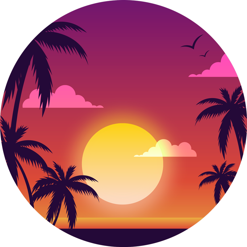 Nature rug in 70s sunset colors - TenStickers