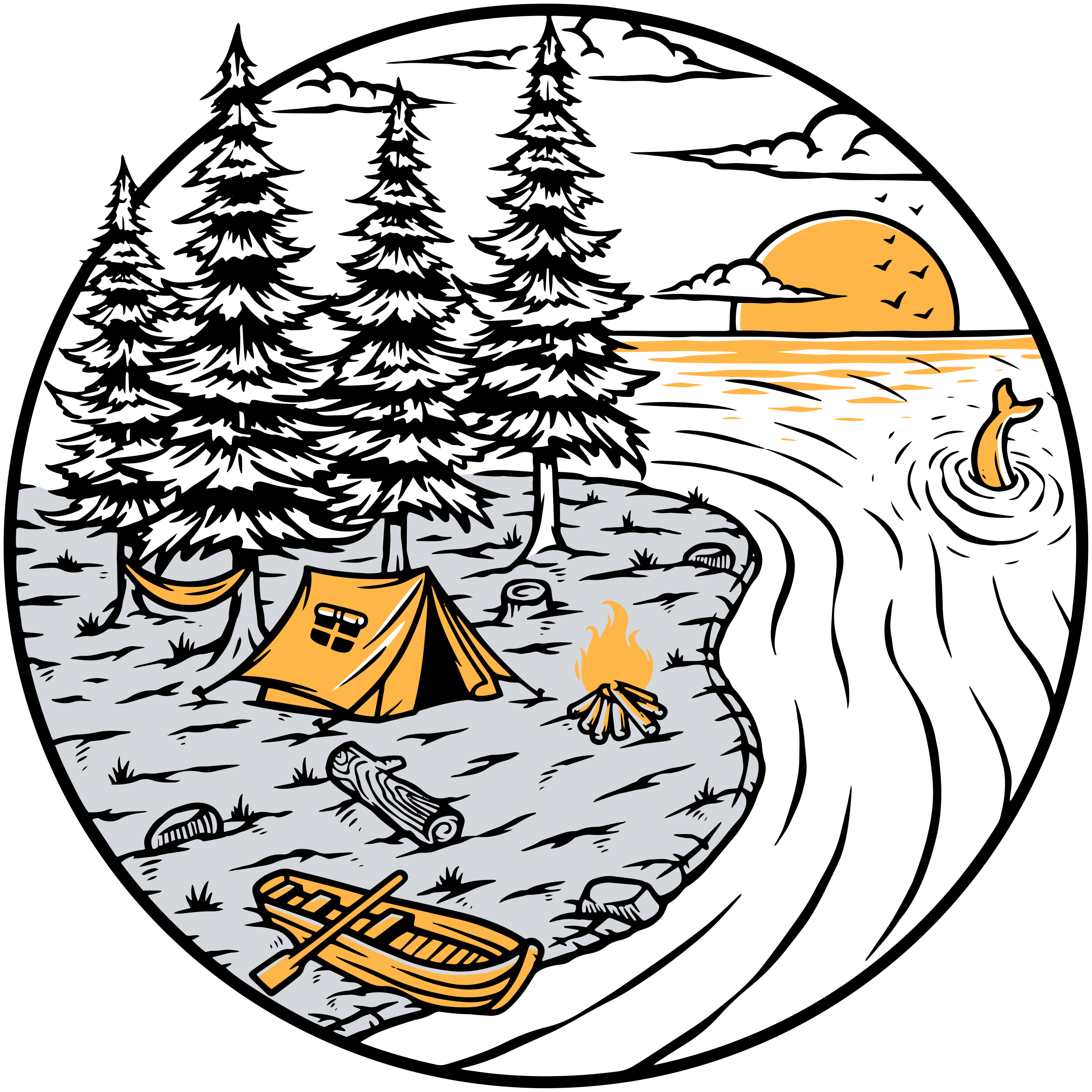 Nature rug with yellow motorhome scenery design - TenStickers