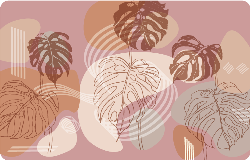 Nature rug leaf continuous sketch design - TenStickers