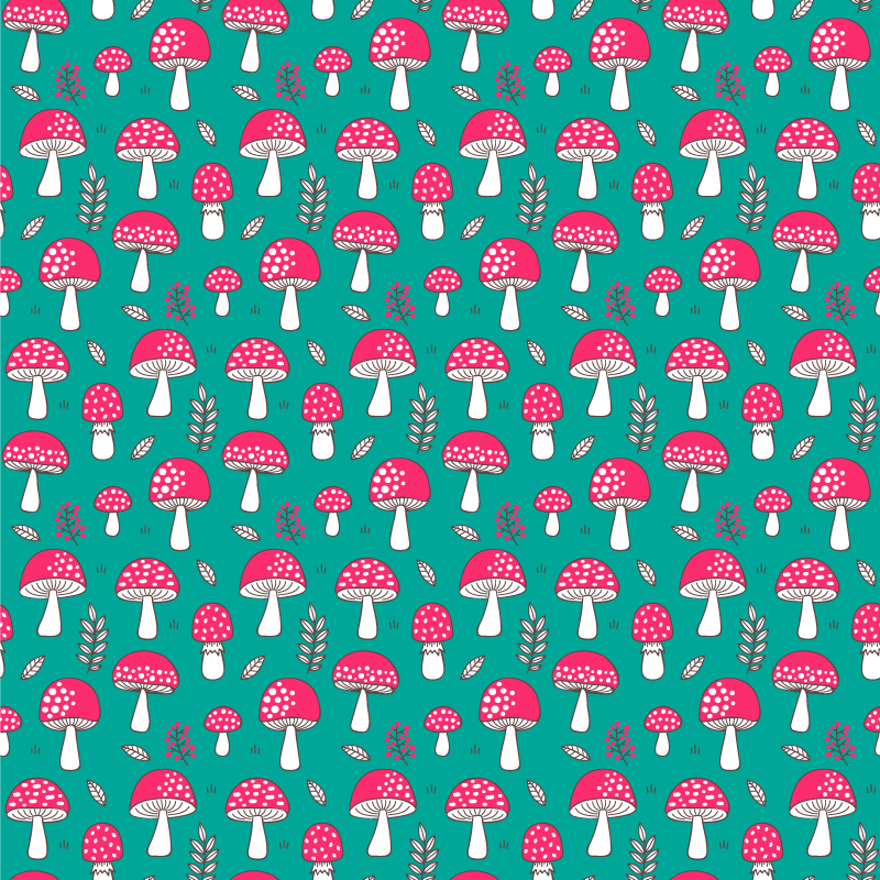 Nature rug featuring classic mushrooms on turquoise - TenStickers