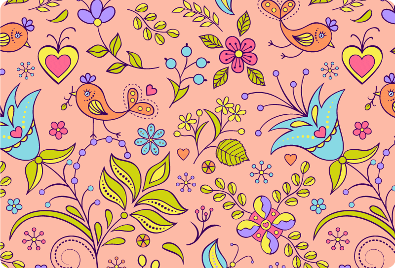 Nature rug flora design with birds and butterflies - TenStickers