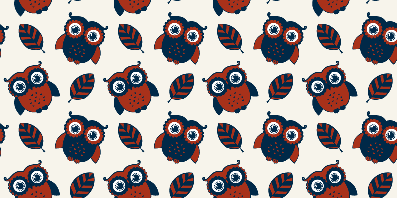 Nature rug with blue and red owls pattern - TenStickers