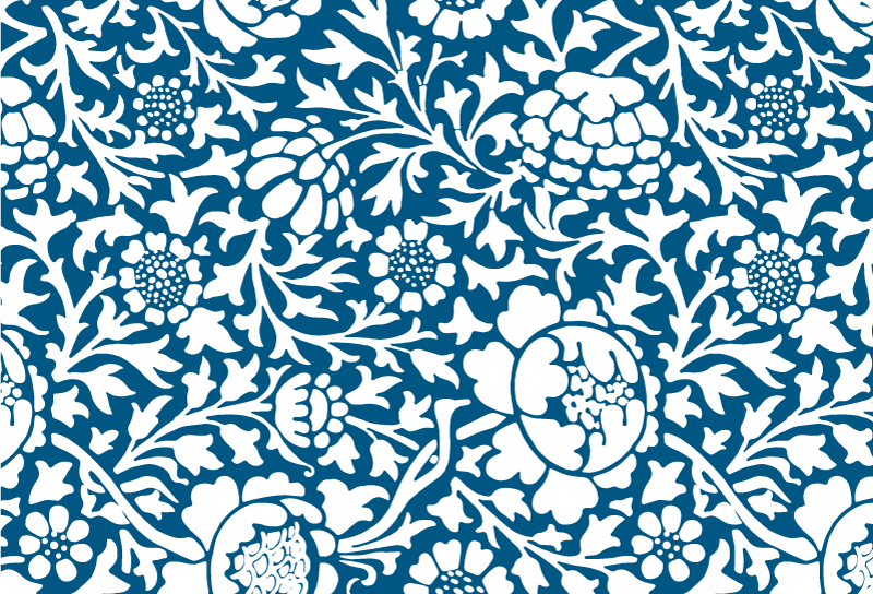Nature rug in marine blue flora design - TenStickers