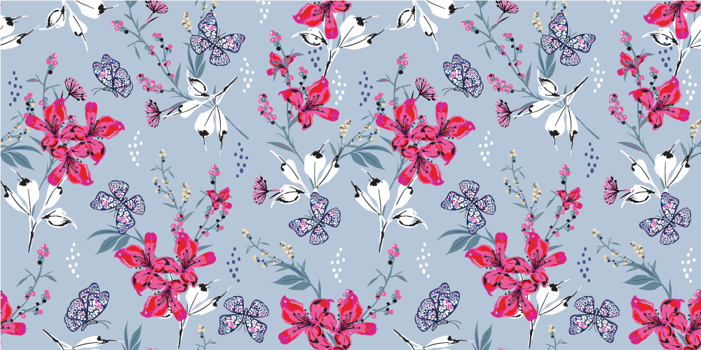 Nature rug with floral butterflies design - TenStickers