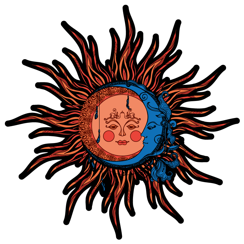 Nature rug celestial sun and moon design - TenStickers