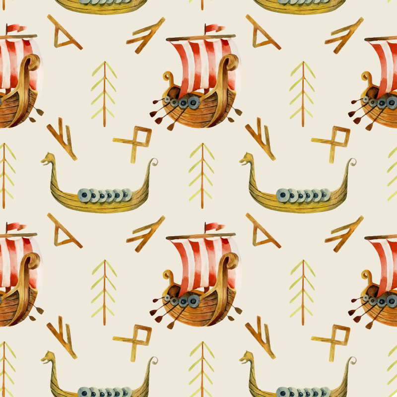 Nature rug with viking ship design - TenStickers