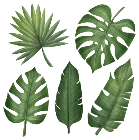 Floral rug with large green leaves - TenStickers
