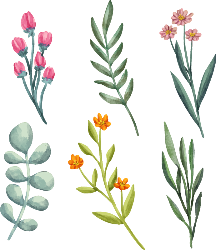 Floral rug with plant branches design - TenStickers