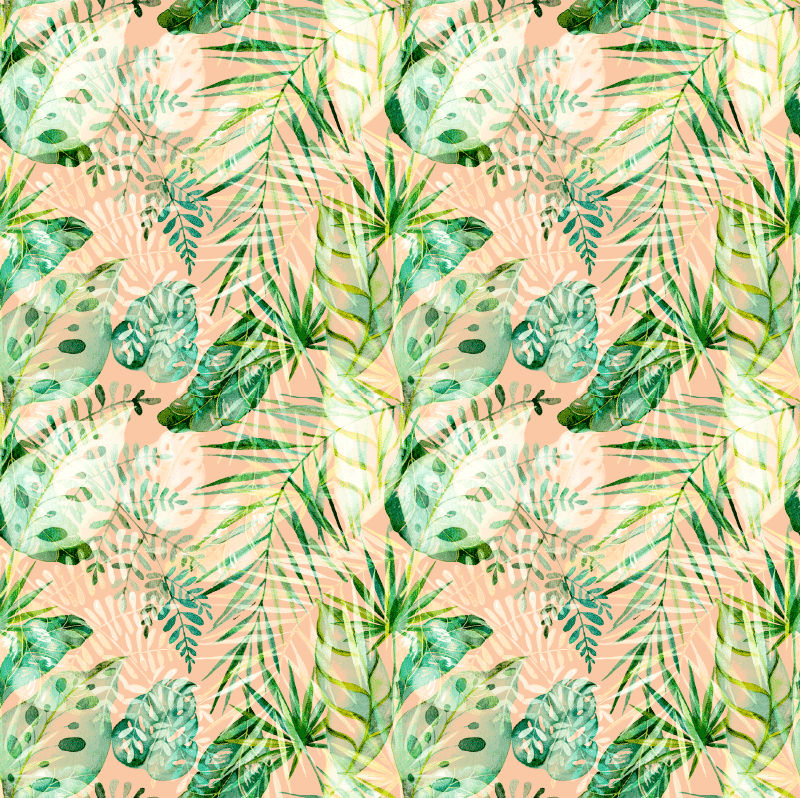 Floral rug in pink floral leaves design - TenStickers