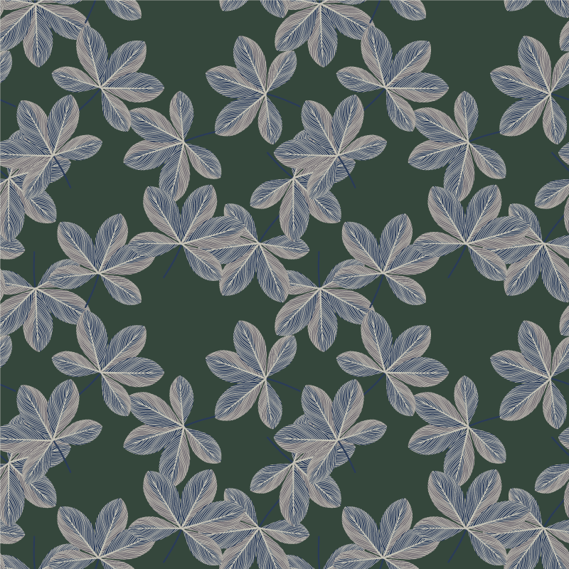 Floral rug with dark leaves pattern - TenStickers