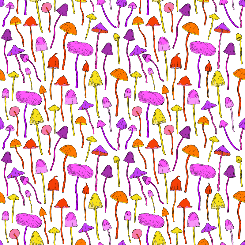 Floral rug with psychedelic mushroom design - TenStickers