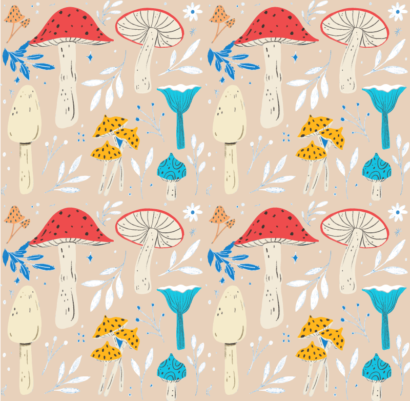 Floral rug in classic mushroom beige background - TenStickers