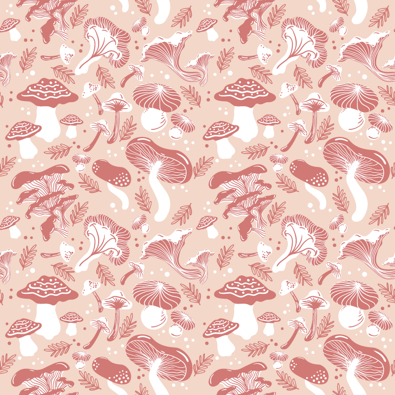 Floral rug with forest mushrooms on beige background - TenStickers
