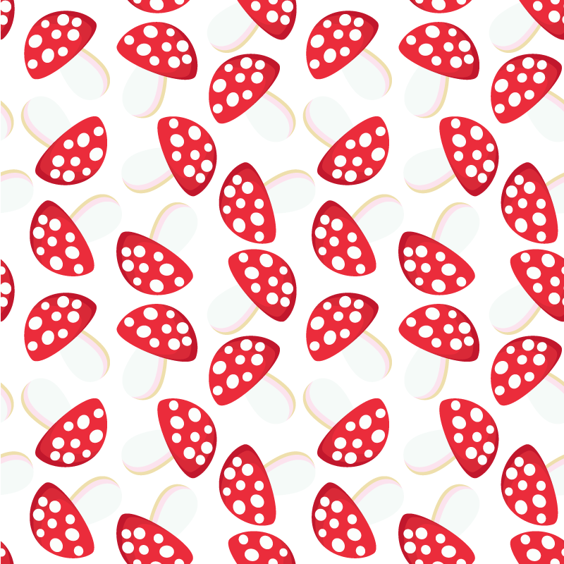 Floral rug with classical mushrooms on white background - TenStickers