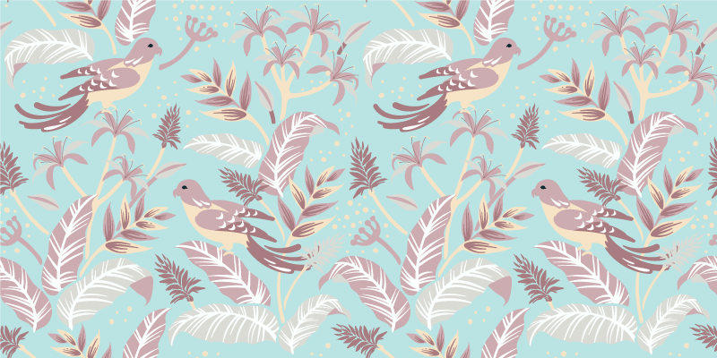 Floral rug in blue and pink floral pattern - TenStickers