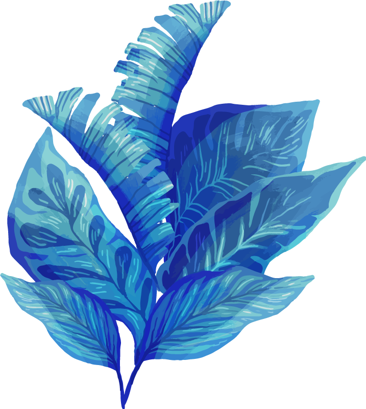 Floral rug in blue leaf design - TenStickers