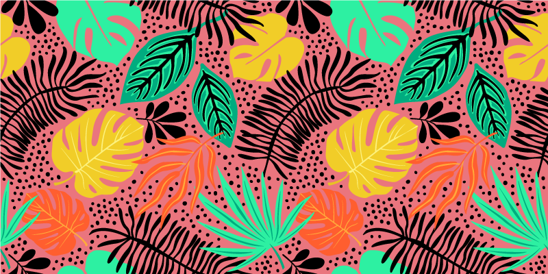 Floral rug with vibrant leaf designs - TenStickers