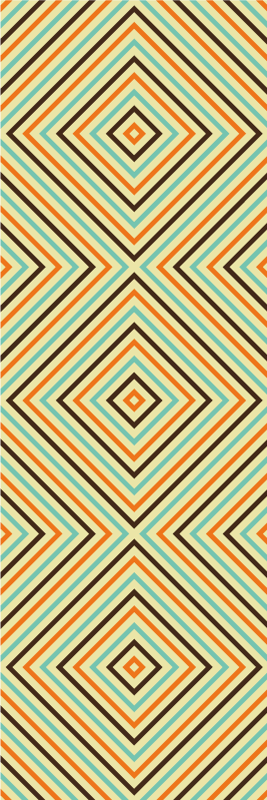 Bedroom carpet in vintage orange and blue pattern - TenStickers