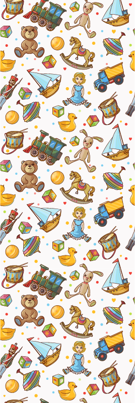 Bedroom carpet with cute wooden toys and teddy bear - TenStickers