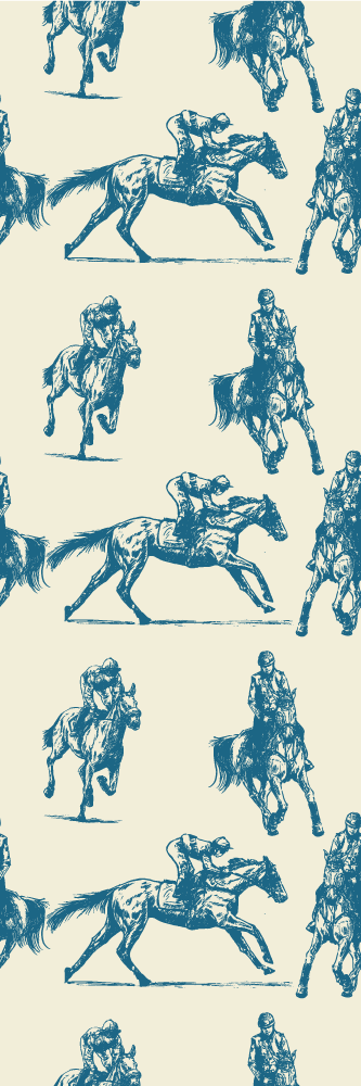 Bedroom carpet in blue and beige horse pattern - TenStickers