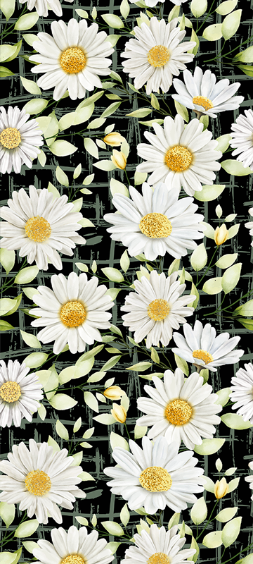 Bedroom carpet with realistic daisies on stripes - TenStickers