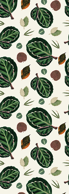 Bedroom carpet with green red maranta leaves - TenStickers