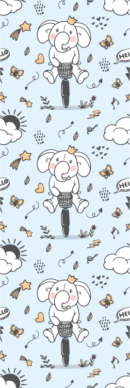 Bedroom carpet with elephant riding bicycle design - TenStickers