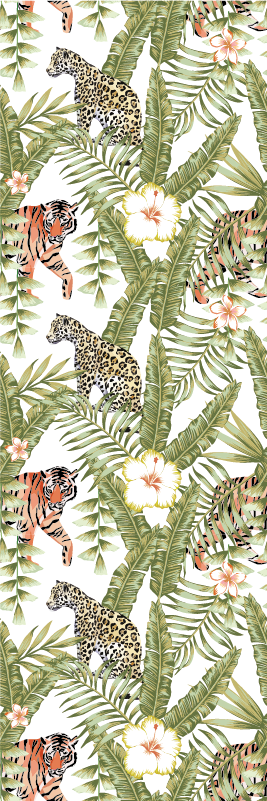Bedroom carpet with leopards and tropical leaves - TenStickers