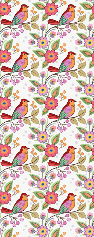 Bedroom carpet with red and orange bird on green tree - TenStickers