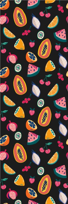 Bedroom carpet with multicolored fruits on black - TenStickers