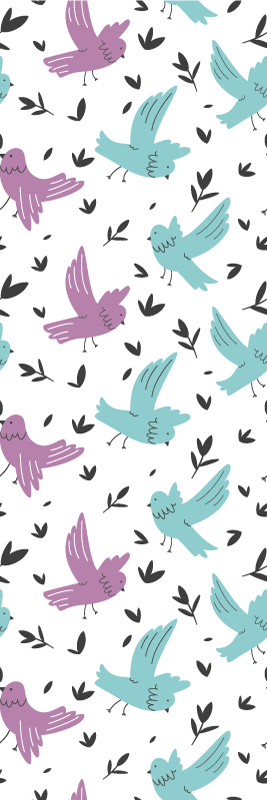Bedroom carpet with blue and purple birds and plants - TenStickers