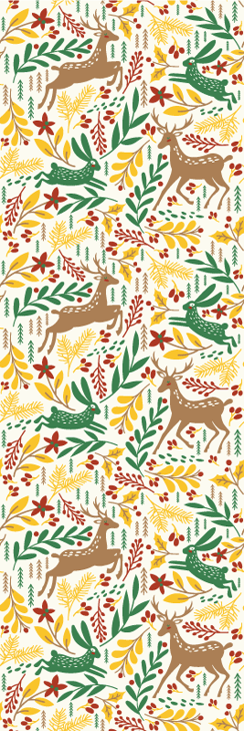 Bedroom carpet with gray deer pattern and yellow flowers - TenStickers
