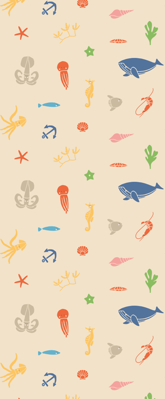 Bedroom carpet with sea animals on light beige - TenStickers