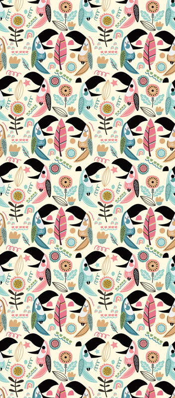 Bedroom carpet in blue nordic pastel leaves - TenStickers